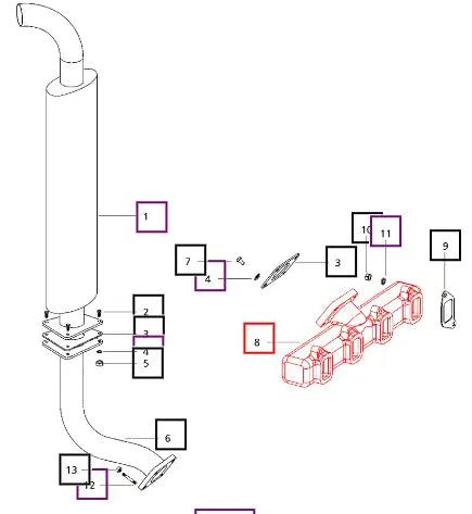 Mahindra Tractor Manifold Exhaust 006000731F1 Mahindra Direct Parts