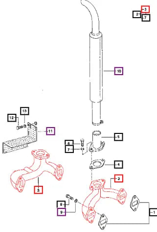 Mahindra Tractor Manifold Exhaust ( 3 Cylinder) 005550113R2 Mahindra Direct Parts