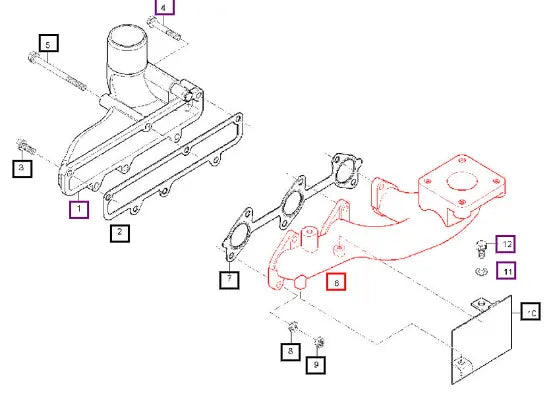 Mahindra Tractor Manifold, Exhaust E575212312 Mahindra Direct Parts