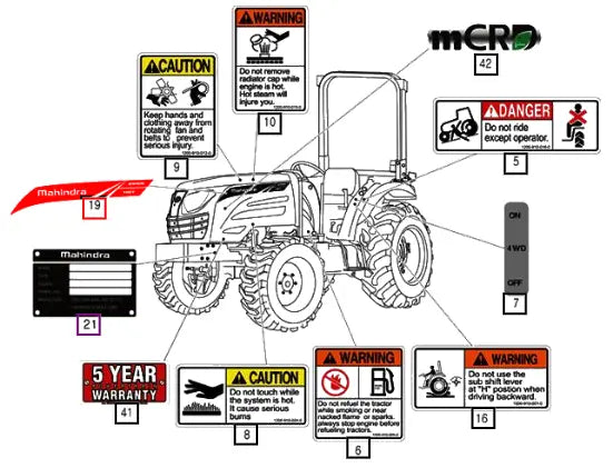 Mahindra Tractor Mark, Ornament (lh) 12289010040 Mahindra Direct Parts