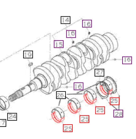 Mahindra Tractor Metal 2, Crankshaft E681023481 Mahindra Direct Parts