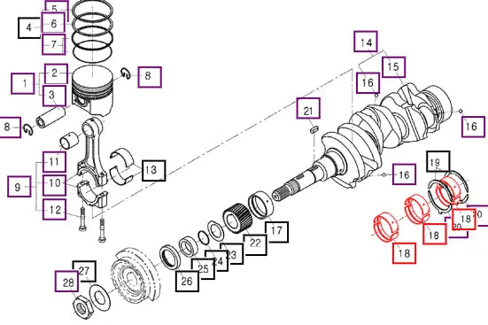 Mahindra Tractor Metal Crankshaft 2 (main Bearing) E620023482 Mahindra Direct Parts