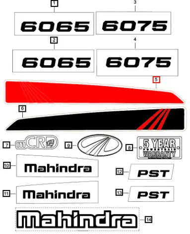 Mahindra Tractor Mstar Bonnet Decal Lh Upper Export E007545482C1 Mahindra Direct Parts