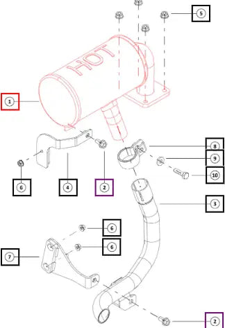 Mahindra Tractor Muffler Assembly H08024310K11 Mahindra Direct Parts