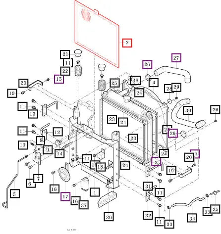 Mahindra Tractor Net Comp, Radiator 11101042310GB Mahindra Direct Parts