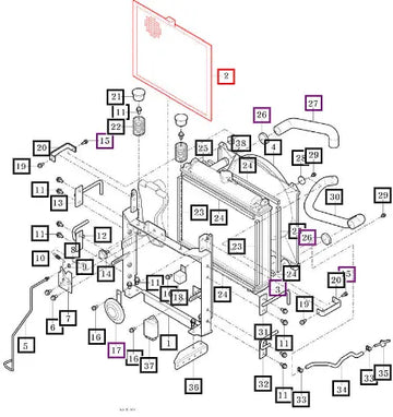 Mahindra Tractor Net Comp, Radiator 11101042310GB Mahindra Direct Parts