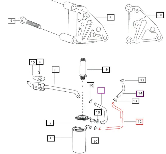 Mahindra Tractor Oil Cooler Hose 006007597F1 Mahindra
