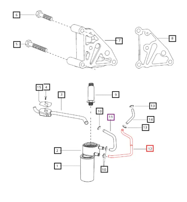 Mahindra Tractor Oil Cooler to Water Pump Line 006007595F1 Mahindra