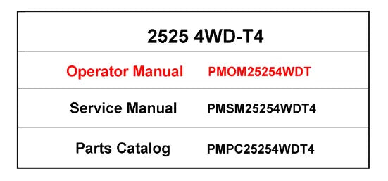 Mahindra Tractor Operator's Manual 2525 4wd T-4 PMOM25254WDT4 Mahindra Direct Parts