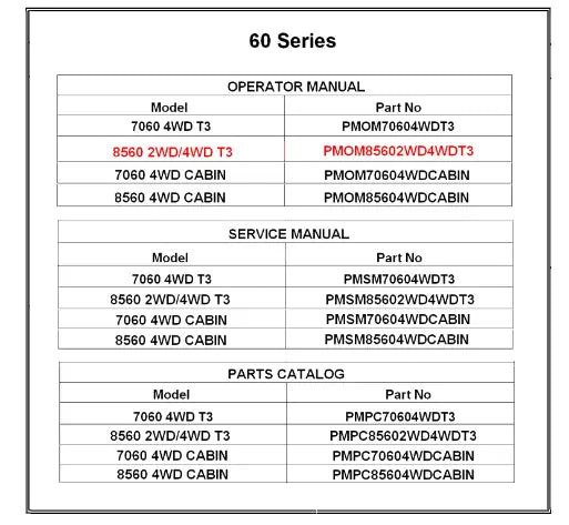 Mahindra Tractor Operator's Manual 8560 2wd/4wd T3 PMOM85602WD4WDT3 Mahindra Direct Parts