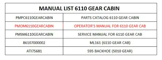 Mahindra Tractor Operator's Manual For 6110 Gear Cab PMOM6110GEARCABIN Mahindra Direct Parts