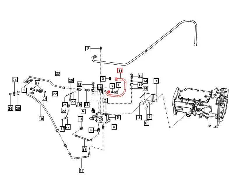 Mahindra Tractor PTO Control Hose E007204872D1 Mahindra