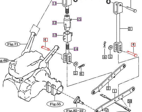 Mahindra Tractor Pin 16 x 51 15605260014 Mahindra