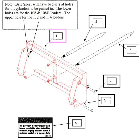 Mahindra Tractor Pin On Bale Spear Frame KMW13052027 Mahindra Direct Parts