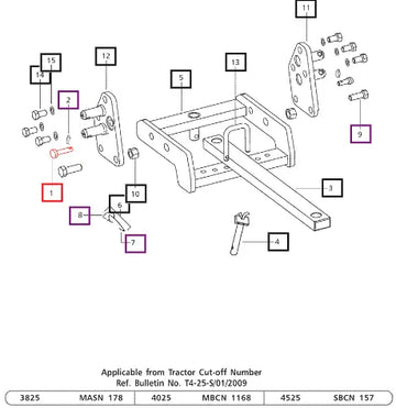 Mahindra Tractor Pin Pivot Drawbar Frame E007900667C1 Mahindra Direct Parts