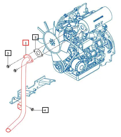 Mahindra Tractor Pipe Comp, Exhaust 11511312100DD Mahindra Direct Parts
