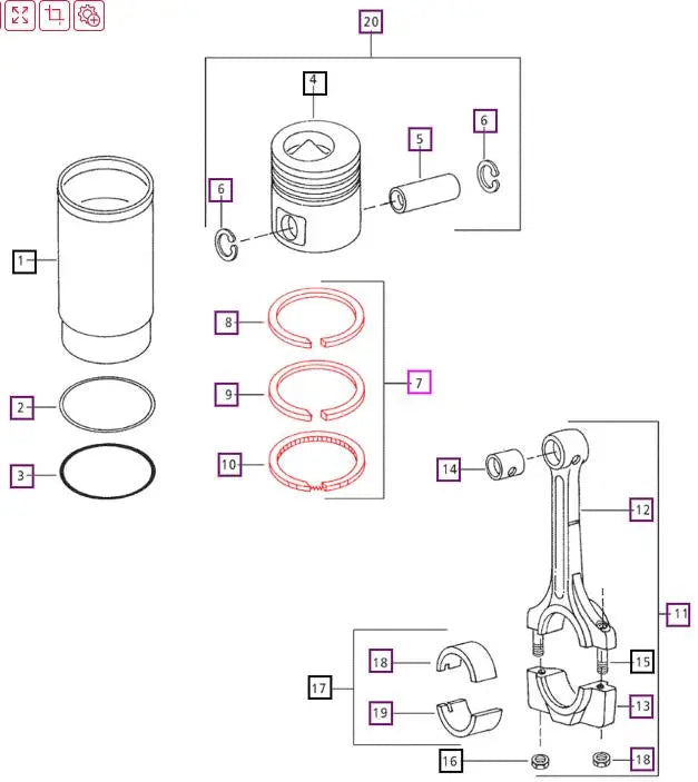 Mahindra Tractor Piston Ring Set (1 Piston) 006003681B91 Mahindra