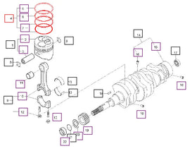 Mahindra Tractor Piston Rings - 1 Piston E5760-21051 Mahindra