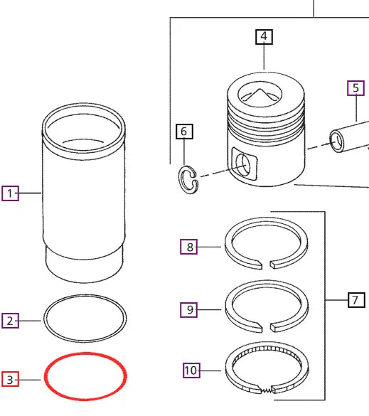 Mahindra Tractor Piston Sleeve Cylinder O-ring Lower 005551208R1 Mahindra Direct Parts