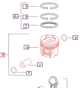 Mahindra Tractor Piston and Pin Set 006009707F91 Mahindra Direct Parts