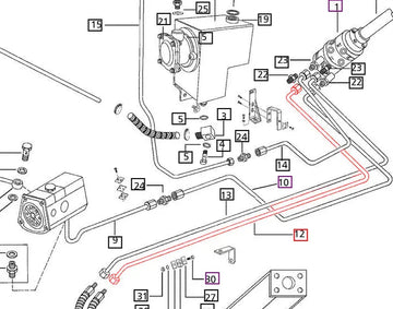 Mahindra Tractor Power Steering Pipe - LH HSU to Cylinder E005559327B91 Mahindra Direct Parts