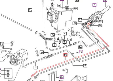 Mahindra Tractor Power Steering Pipe - RH HSU to Cylinder E005559328B91 Mahindra Direct Parts