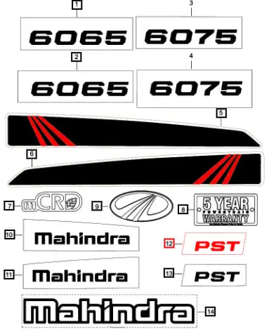 Mahindra Tractor Pst Decal Lh 007639461U1 Mahindra Direct Parts