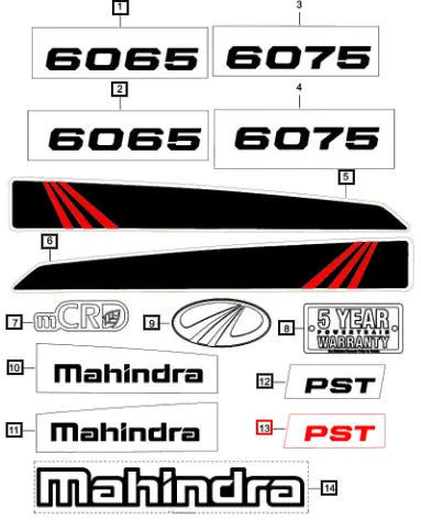 Mahindra Tractor Pst Decal Rh 007639462U1 Mahindra Direct Parts