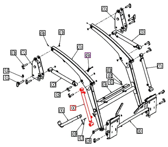Mahindra Tractor RH Right Bucket Tilt Cylinder ANSC1600E-90R0 Mahindra Direct Parts