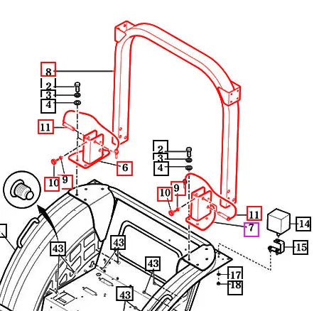 Mahindra Tractor ROPS Assembly 14537078100 Mahindra Direct Parts