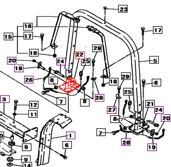 Mahindra Tractor ROPS Bracket RH 19633904AG0 Mahindra Direct Parts