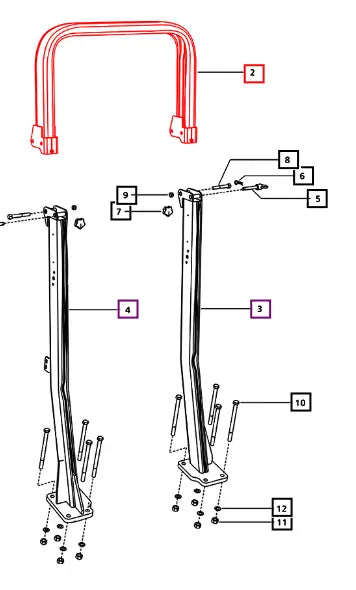 Mahindra Tractor ROPS Roll Bar Top Section 007517067C11 Mahindra Direct Parts