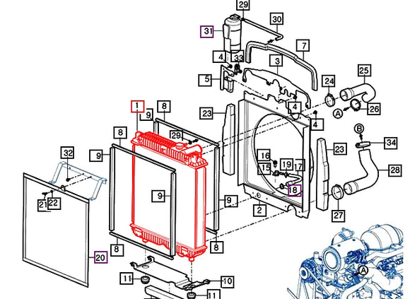 Mahindra Tractor Radiator 17811042500 Mahindra Direct Parts
