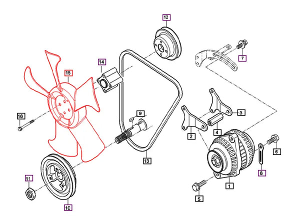 Mahindra Tractor Radiator Cooling Fan E5752-74111 Mahindra