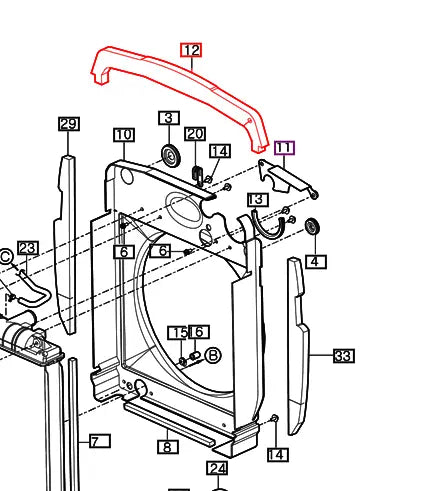 Mahindra Tractor Radiator Upper Shroud Insulator 12391041321 Mahindra Direct Parts