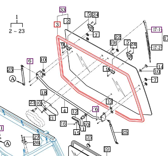 Mahindra Tractor Rear Cab Glass Insulator 19027722021 Mahindra Direct Parts