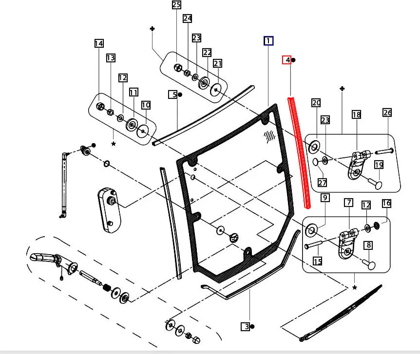 Mahindra Tractor Rear Glass Side Seal E007518495D1 Mahindra