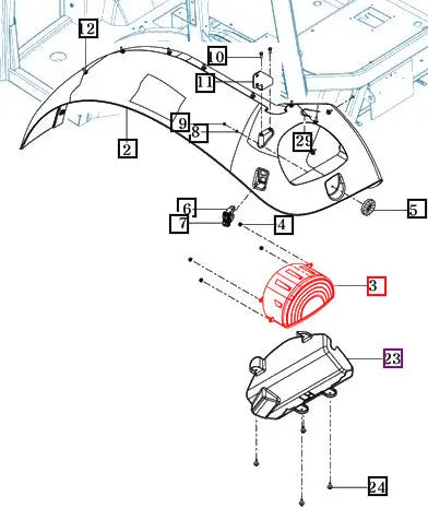 Mahindra Tractor Rear Light Left Hand LH 18717812301 Mahindra Direct Parts