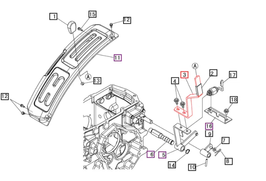 Tractor Rear Pto Mahindra Tractor Rear PTO Lever 19457771AG0 | Mahindra Direct Parts