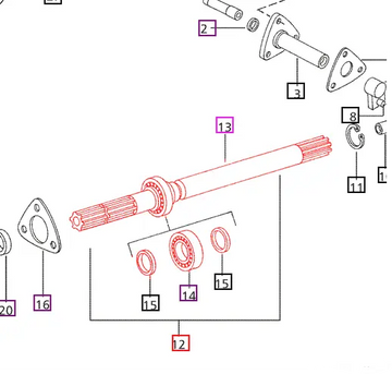 Mahindra Tractor Rear PTO Shaft Assembly 005551902R31 Mahindra Direct Parts