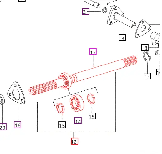 Mahindra Tractor Rear PTO Shaft Assembly 005551902R31 Mahindra Direct Parts