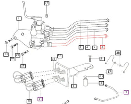 Mahindra Tractor Rear Remote Hard Line Auxiliary Valve To QDC Port -D  E007602490C91 Mahindra Direct Parts