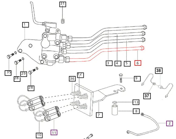 Mahindra Tractor Rear Remote Hard Line Auxiliary Valve To QDC Port -D  E007602490C91 Mahindra Direct Parts