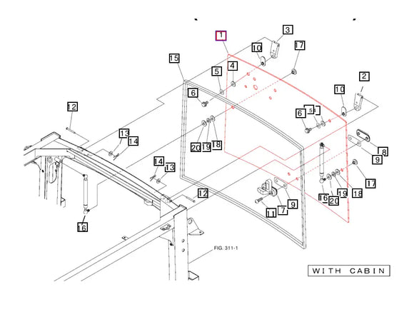Mahindra Tractor Rear Window Glass 10516642000 Mahindra