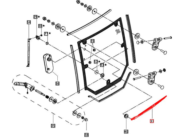 Mahindra Tractor Rear Wiper Arm and Blade E007517196D91 Mahindra