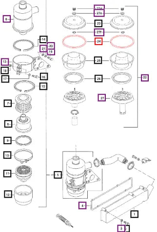 Mahindra Tractor Ring Precleaner Top 001233076R1 Mahindra Direct Parts