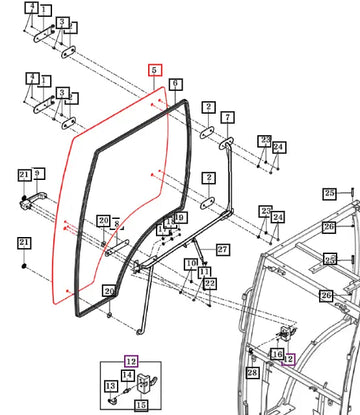 Mahindra Tractor Roght Hand Door Glass 11107039020 Mahindra