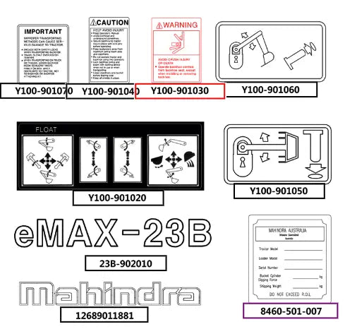 Mahindra Tractor Safety Decal Y100-901030 Mahindra Direct Parts
