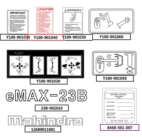 Mahindra Tractor Safety Decal Y100-901040 Mahindra Direct Parts