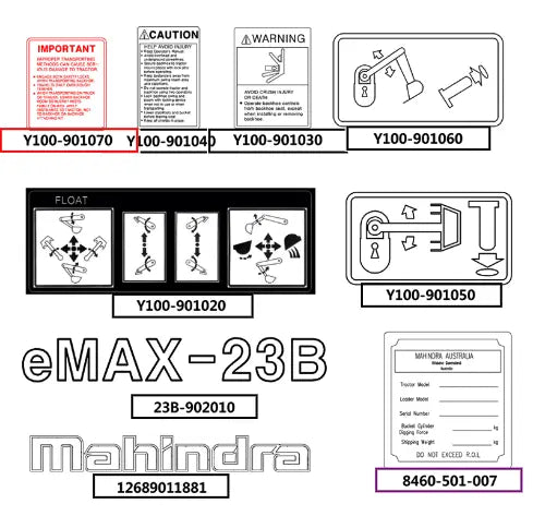 Mahindra Tractor Safety Decal Y100-901070 Mahindra Direct Parts